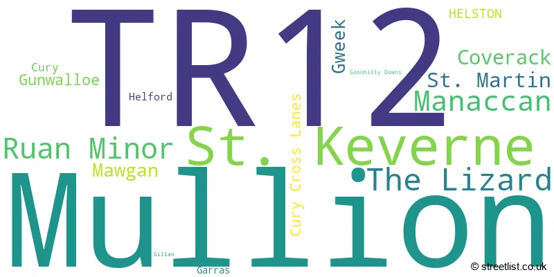 A word cloud for the TR12 postcode