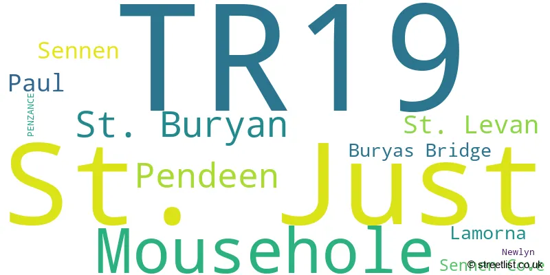 A word cloud for the TR19 postcode