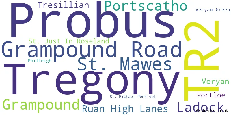 A word cloud for the TR2 postcode