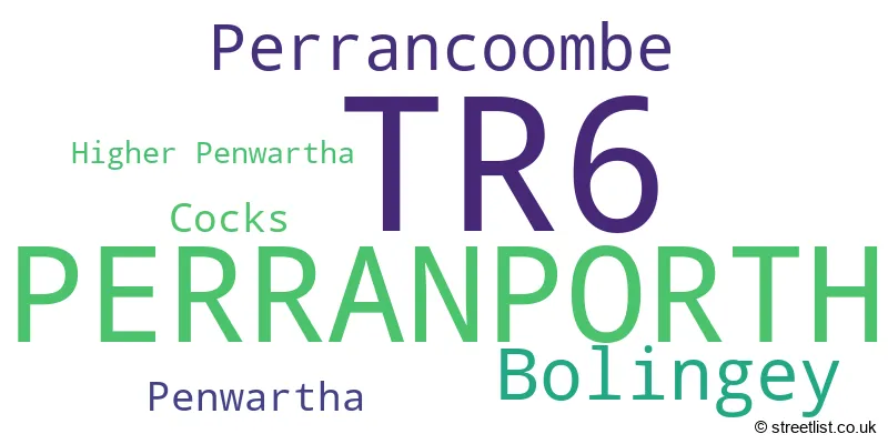 A word cloud for the TR6 postcode