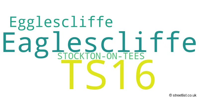 A word cloud for the TS16 postcode