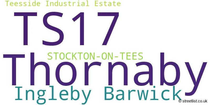 A word cloud for the TS17 postcode