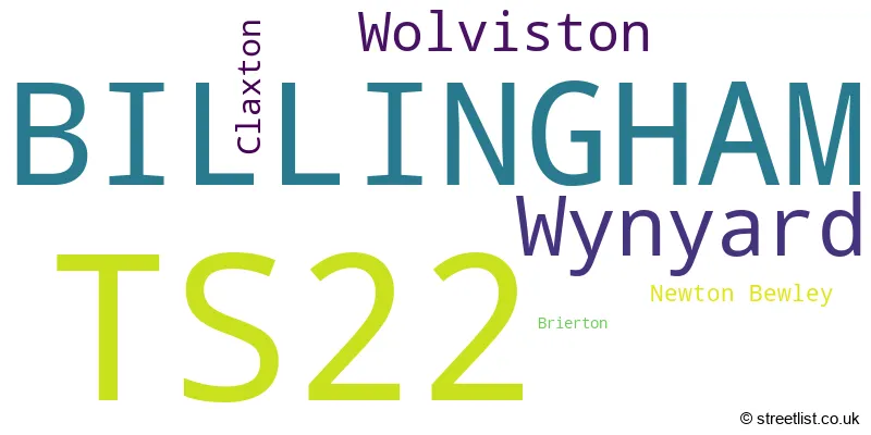 A word cloud for the TS22 postcode