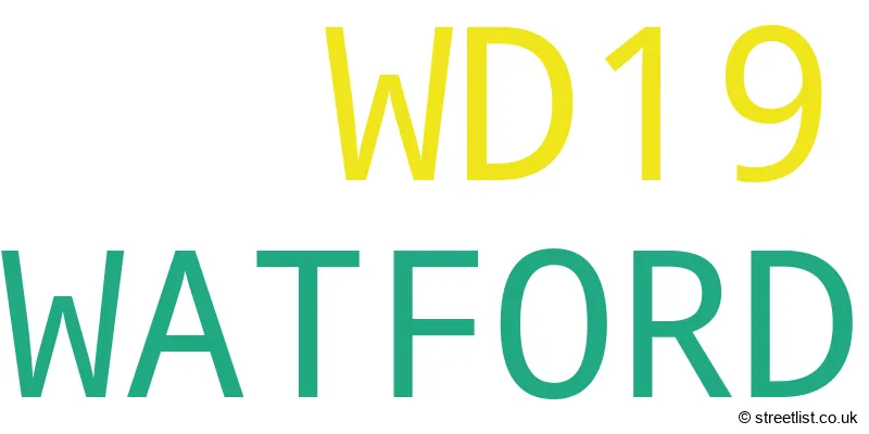 A word cloud for the WD19 postcode