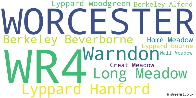 A word cloud for the WR4 postcode