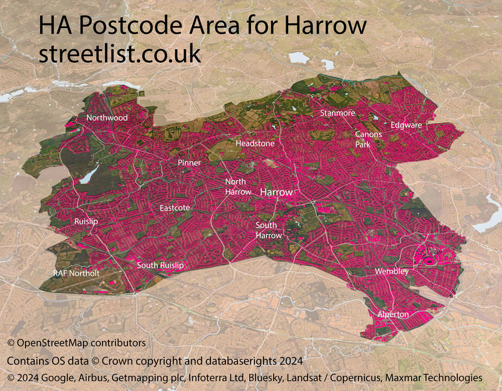 Map of The HA Postcode Area
