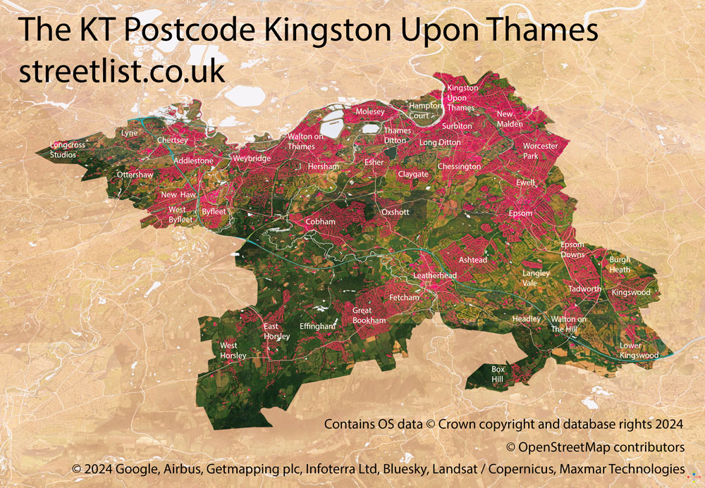 Map of The KT Postcode