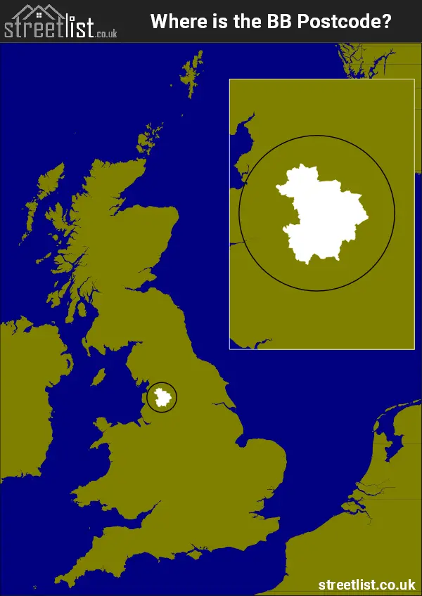 Map Showing Location of the BB postcode area