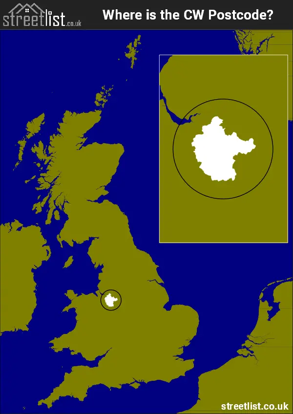 Map Showing Location of the CW postcode area