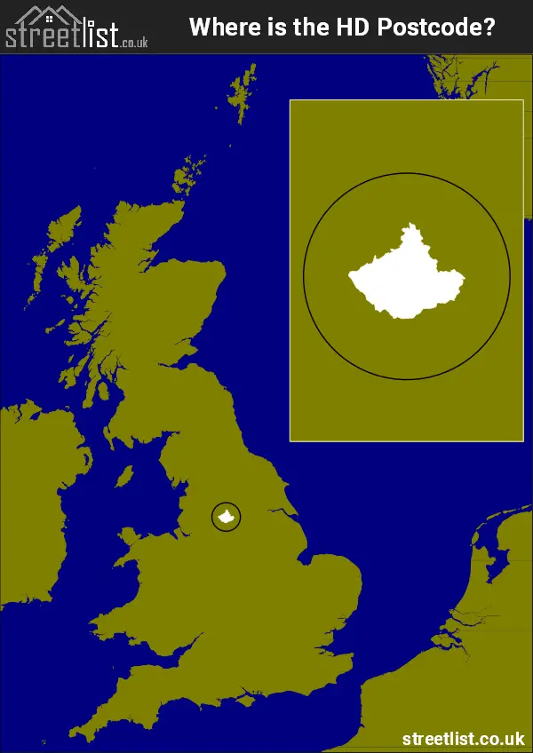 Map Showing Location of the HD postcode area