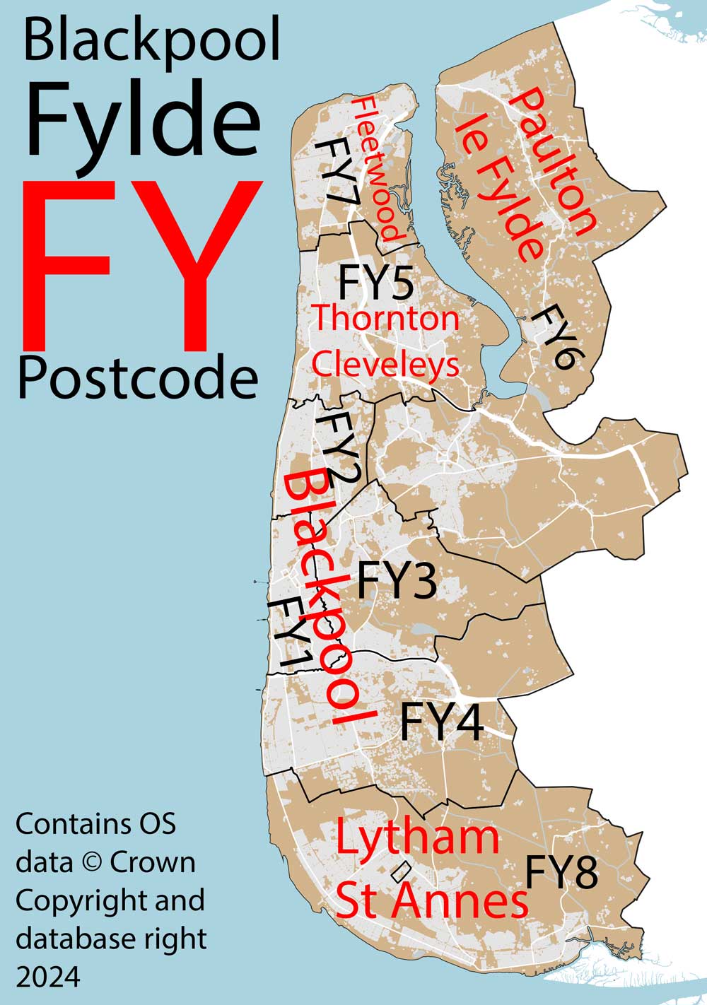 Detailed map of the FY Postcode Area