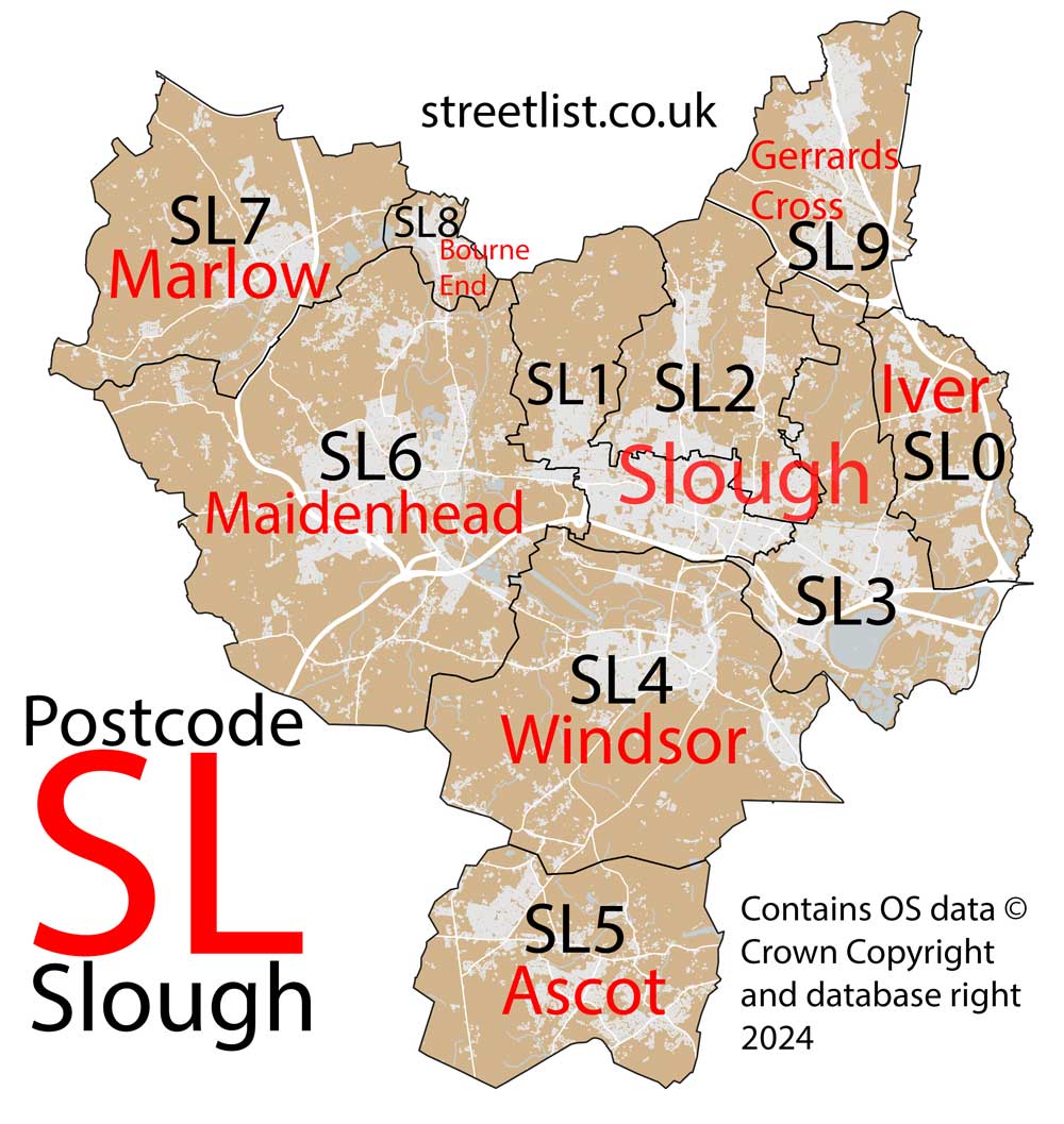 Detailed map of the SL Postcode Area