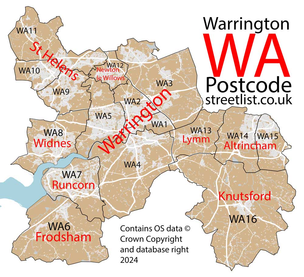 Detailed map of the WA Postcode Area