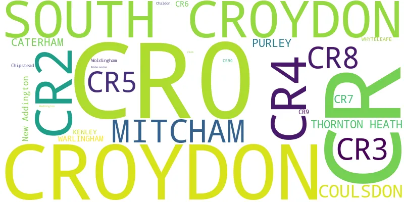 A word cloud for the CR postcode area