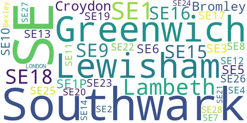 A word cloud for the SE postcode area