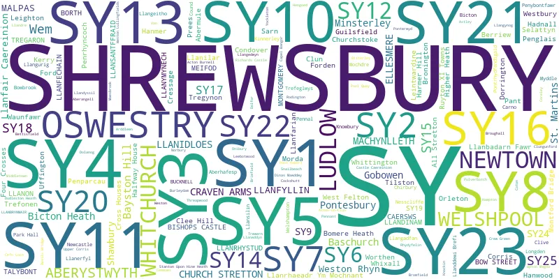 A word cloud for the SY postcode area