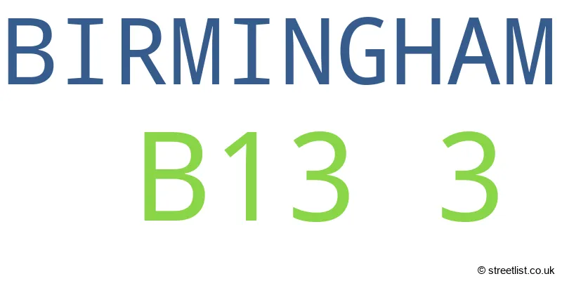 A word cloud for the B13 3 postcode