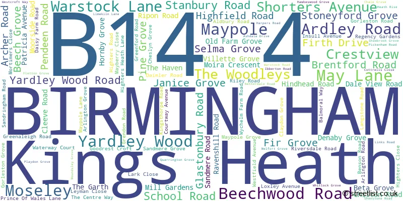 A word cloud for the B14 4 postcode