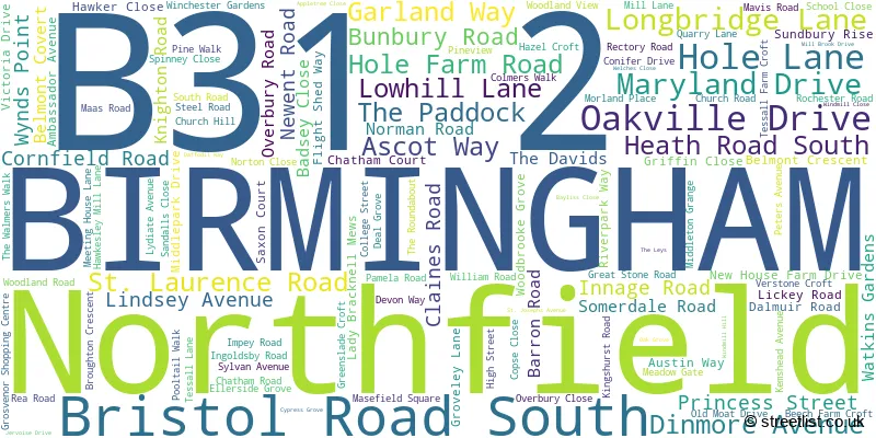 A word cloud for the B31 2 postcode