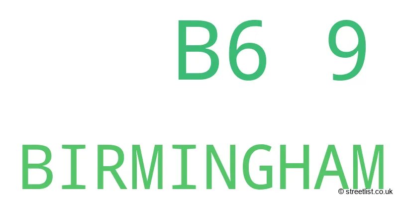 A word cloud for the B6 9 postcode