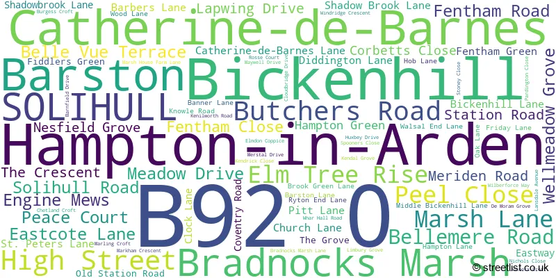 A word cloud for the B92 0 postcode