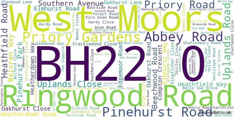 A word cloud for the BH22 0 postcode
