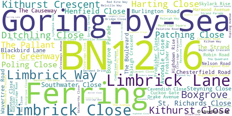 A word cloud for the BN12 6 postcode