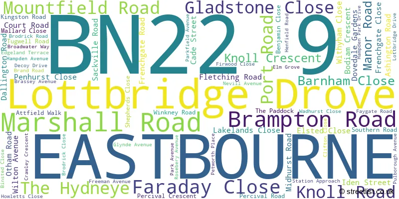 A word cloud for the BN22 9 postcode