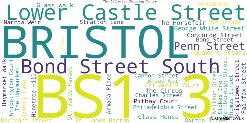 A word cloud for the BS1 3 postcode