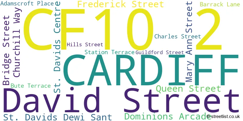 A word cloud for the CF10 2 postcode