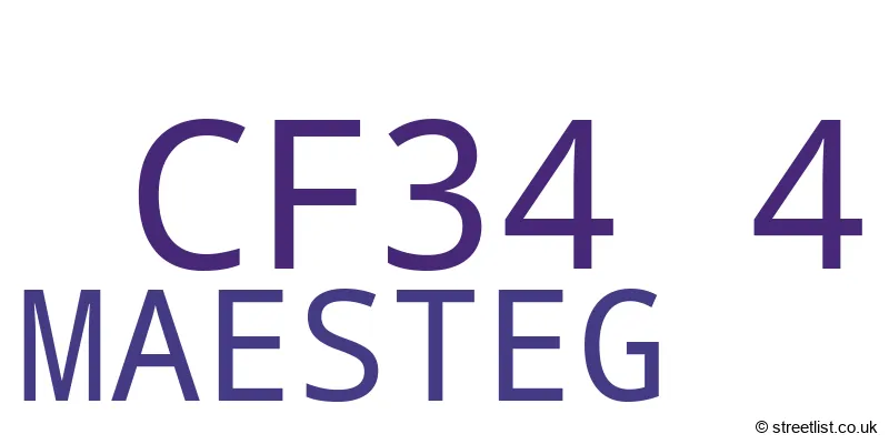 A word cloud for the CF34 4 postcode