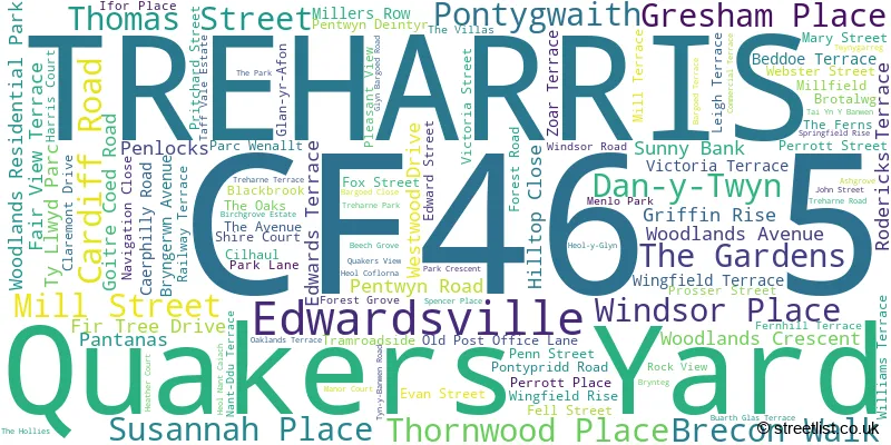 A word cloud for the CF46 5 postcode