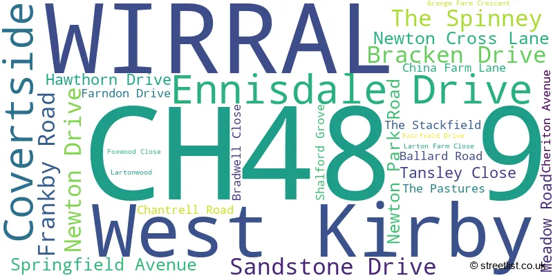 A word cloud for the CH48 9 postcode