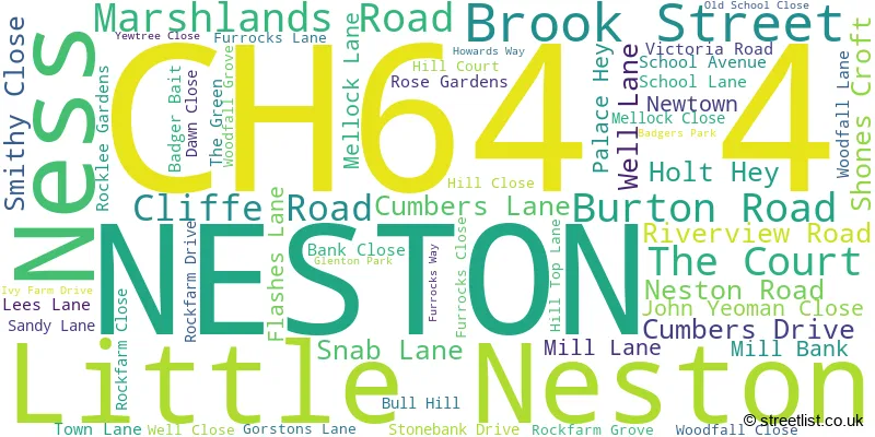 A word cloud for the CH64 4 postcode