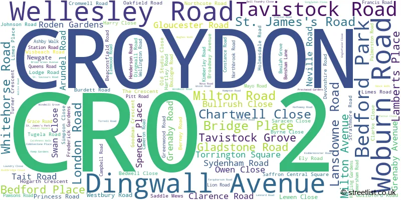 A word cloud for the CR0 2 postcode