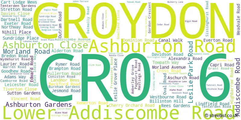 A word cloud for the CR0 6 postcode