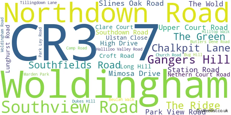 A word cloud for the CR3 7 postcode
