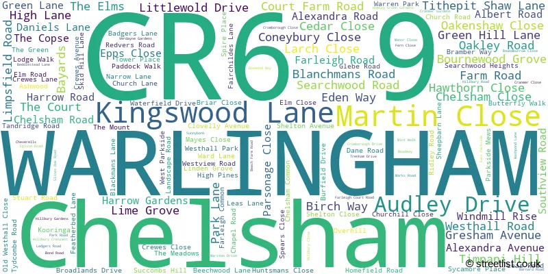 A word cloud for the CR6 9 postcode