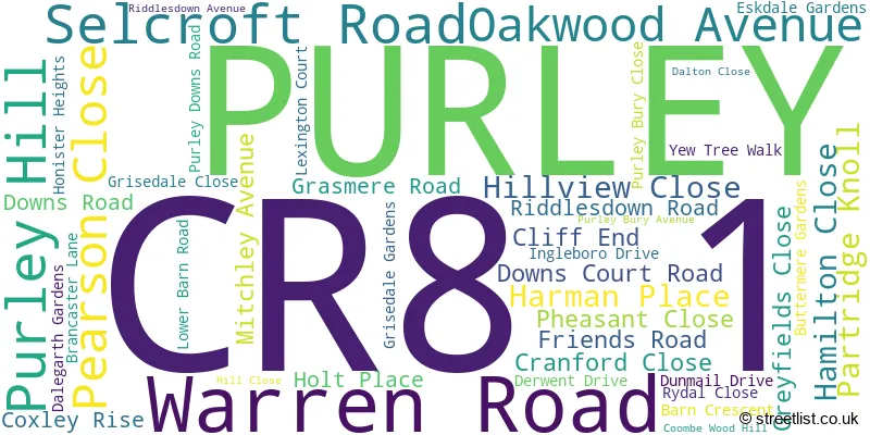 A word cloud for the CR8 1 postcode