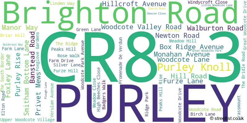 A word cloud for the CR8 3 postcode