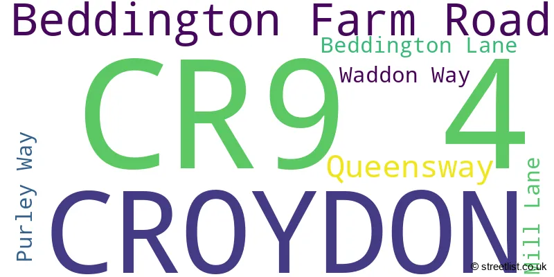 A word cloud for the CR9 4 postcode