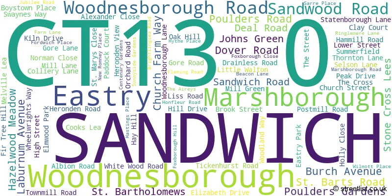 A word cloud for the CT13 0 postcode