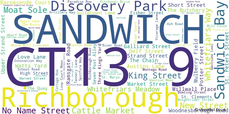 A word cloud for the CT13 9 postcode