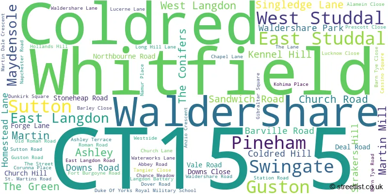 A word cloud for the CT15 5 postcode