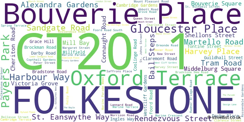 A word cloud for the CT20 1 postcode