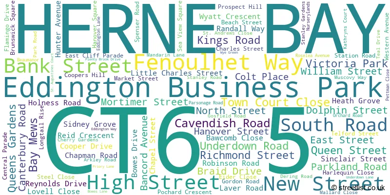 A word cloud for the CT6 5 postcode