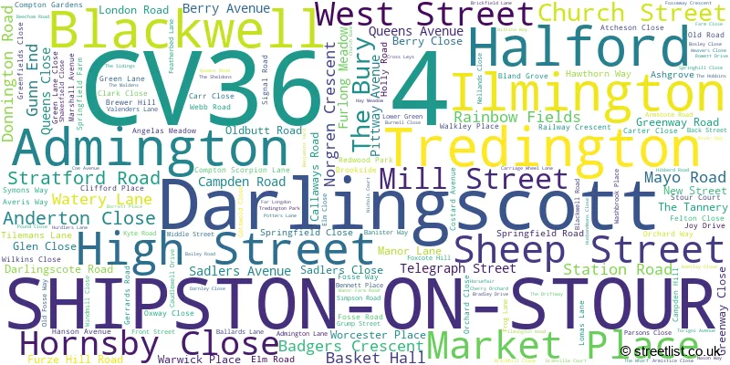 A word cloud for the CV36 4 postcode
