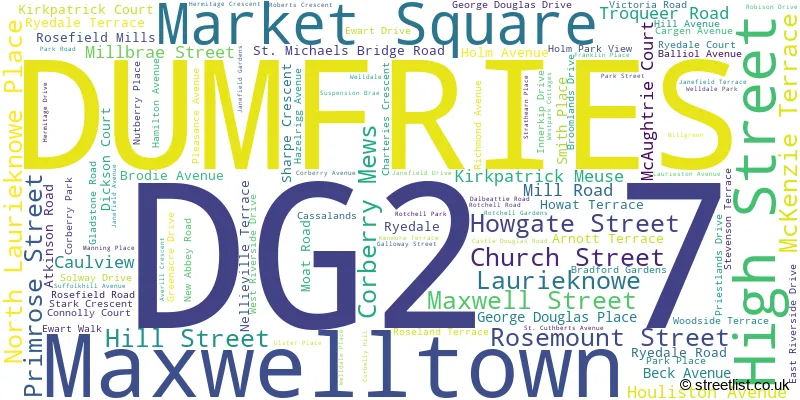 A word cloud for the DG2 7 postcode