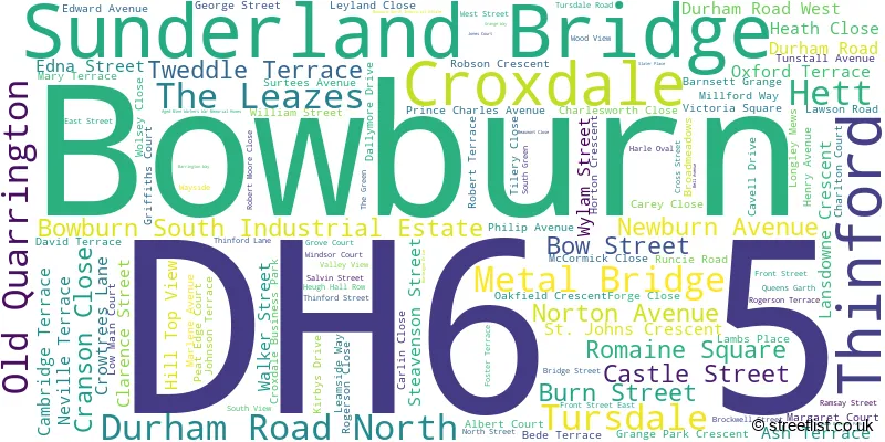 A word cloud for the DH6 5 postcode