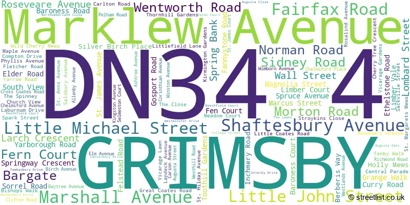 A word cloud for the DN34 4 postcode